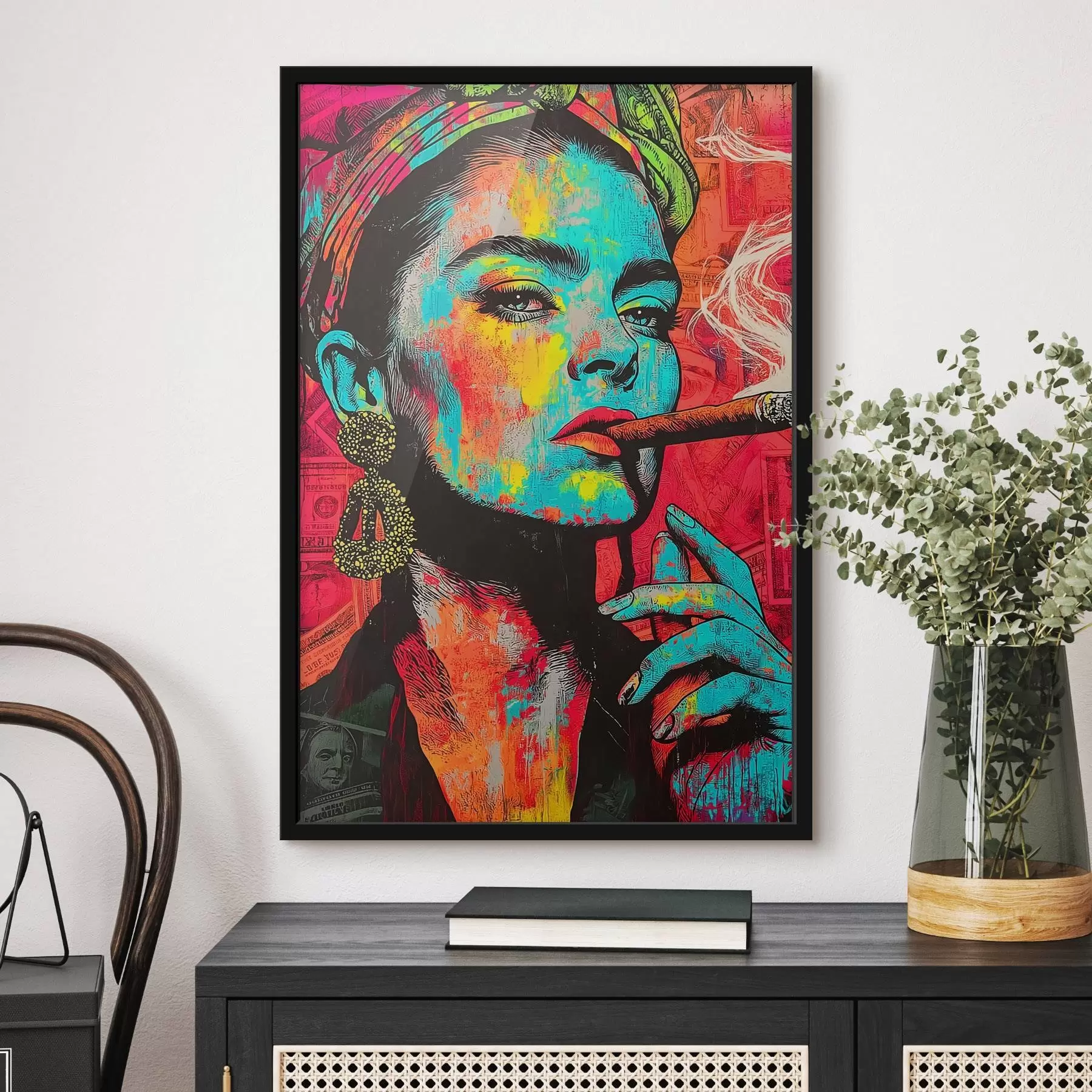  Schilderijen Meisje met sigaar, pop-artstijl f44625