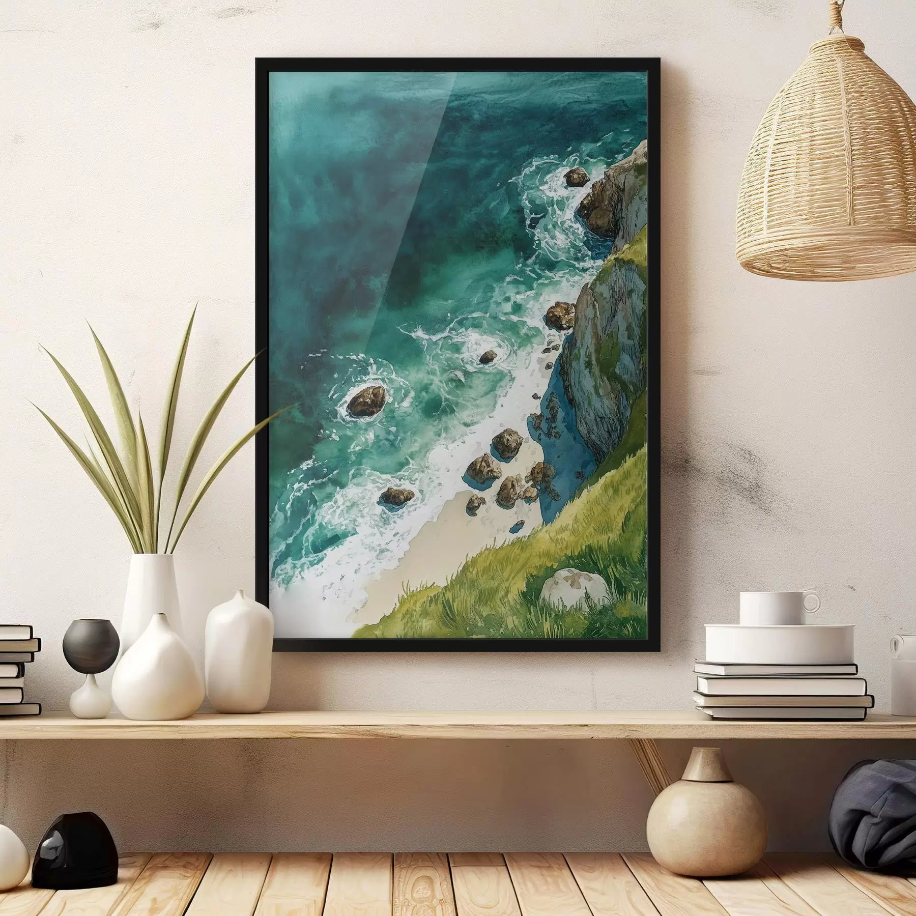 Fotobehang Aquamarijn water, oceaan, rotskliffen, Portugal f44617