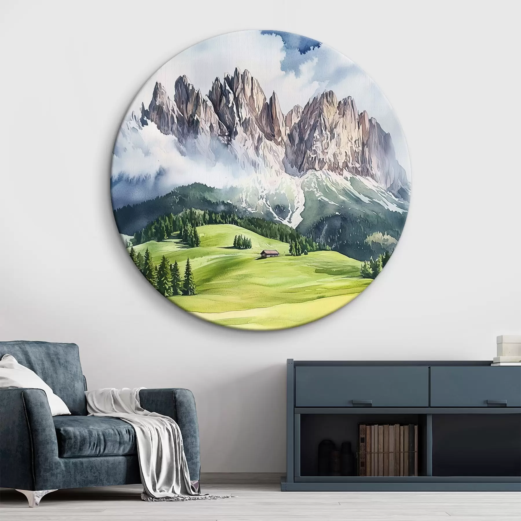  Schilderijen Dolomieten, Alpen, Italië, landschap, aquarel stijl r44601