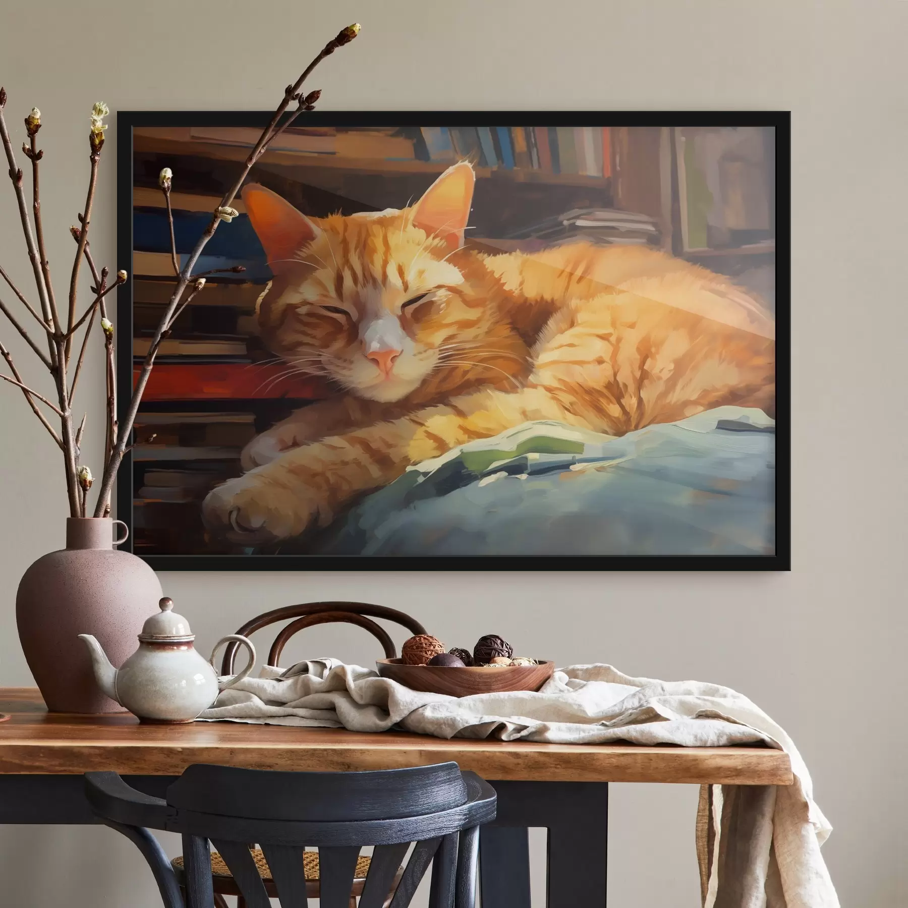 Fotobehang Kat en boeken f44656