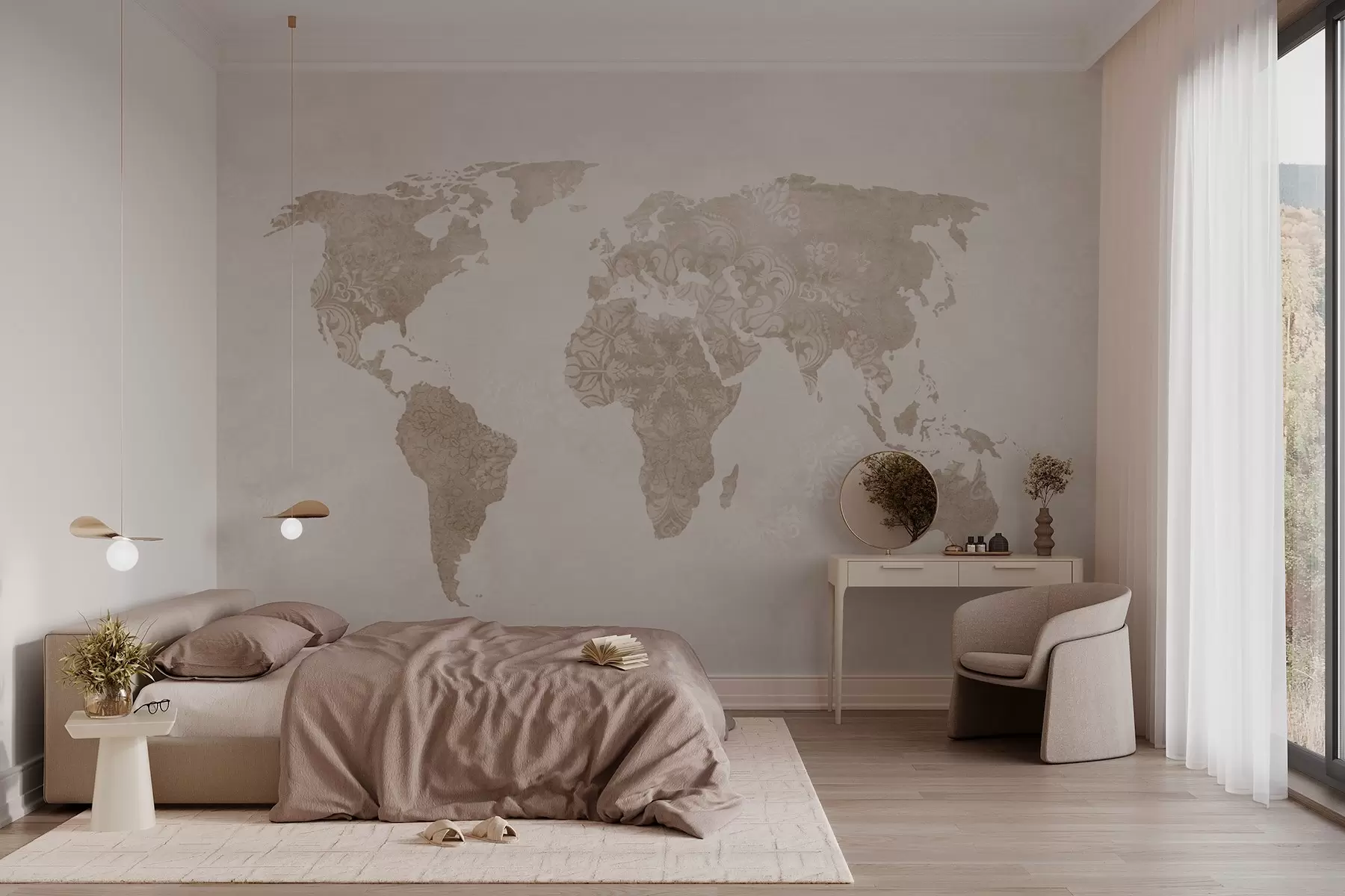 Fotobehang Wereldkaart met patroon w03954