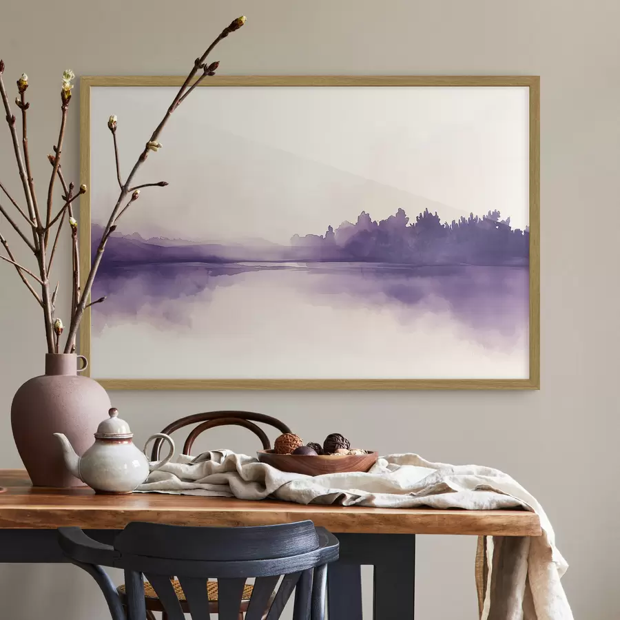 Fotobehang Aquarelverf abstractie met paarse kleur f44504