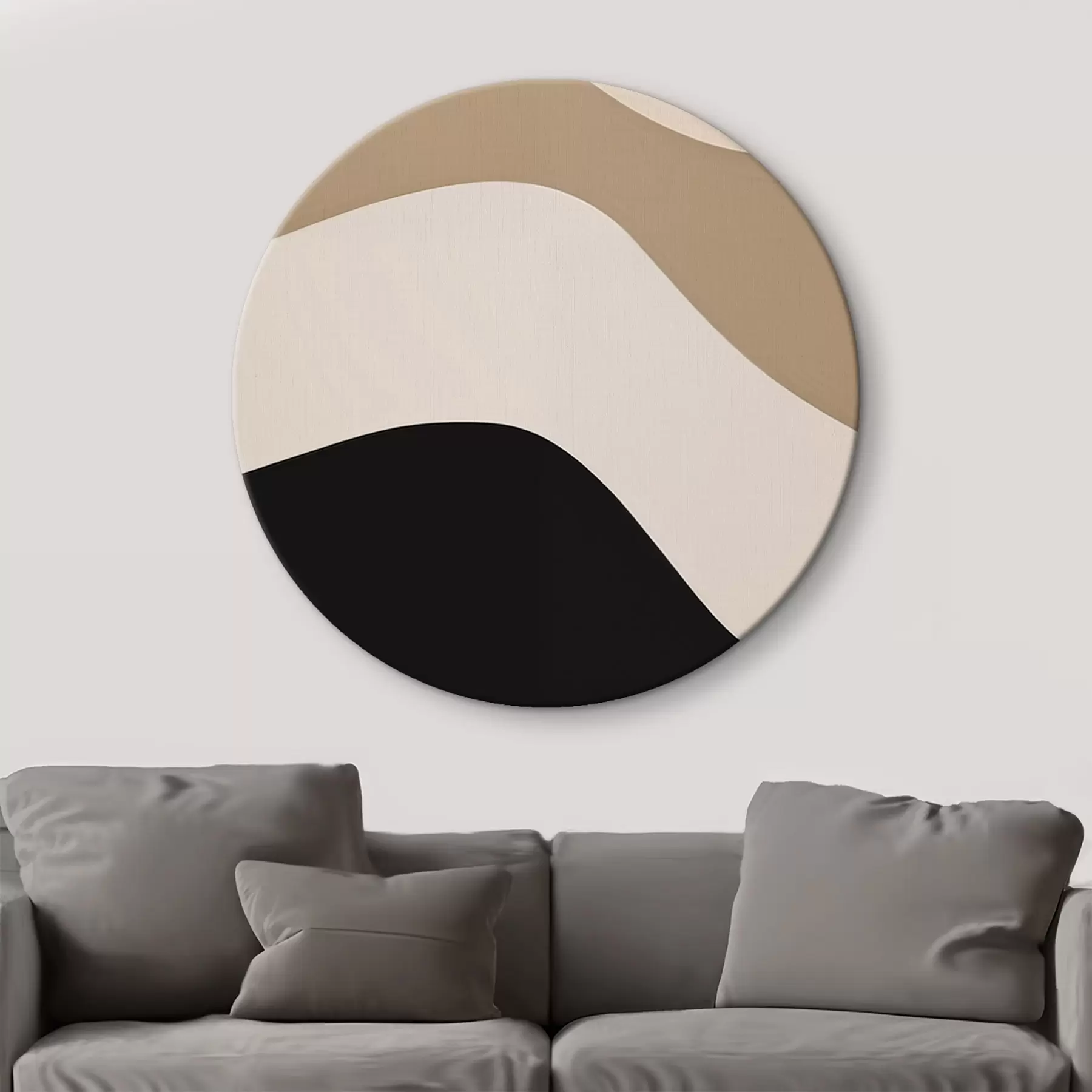  Schilderijen Abstracte golven in beige en zwart r44687