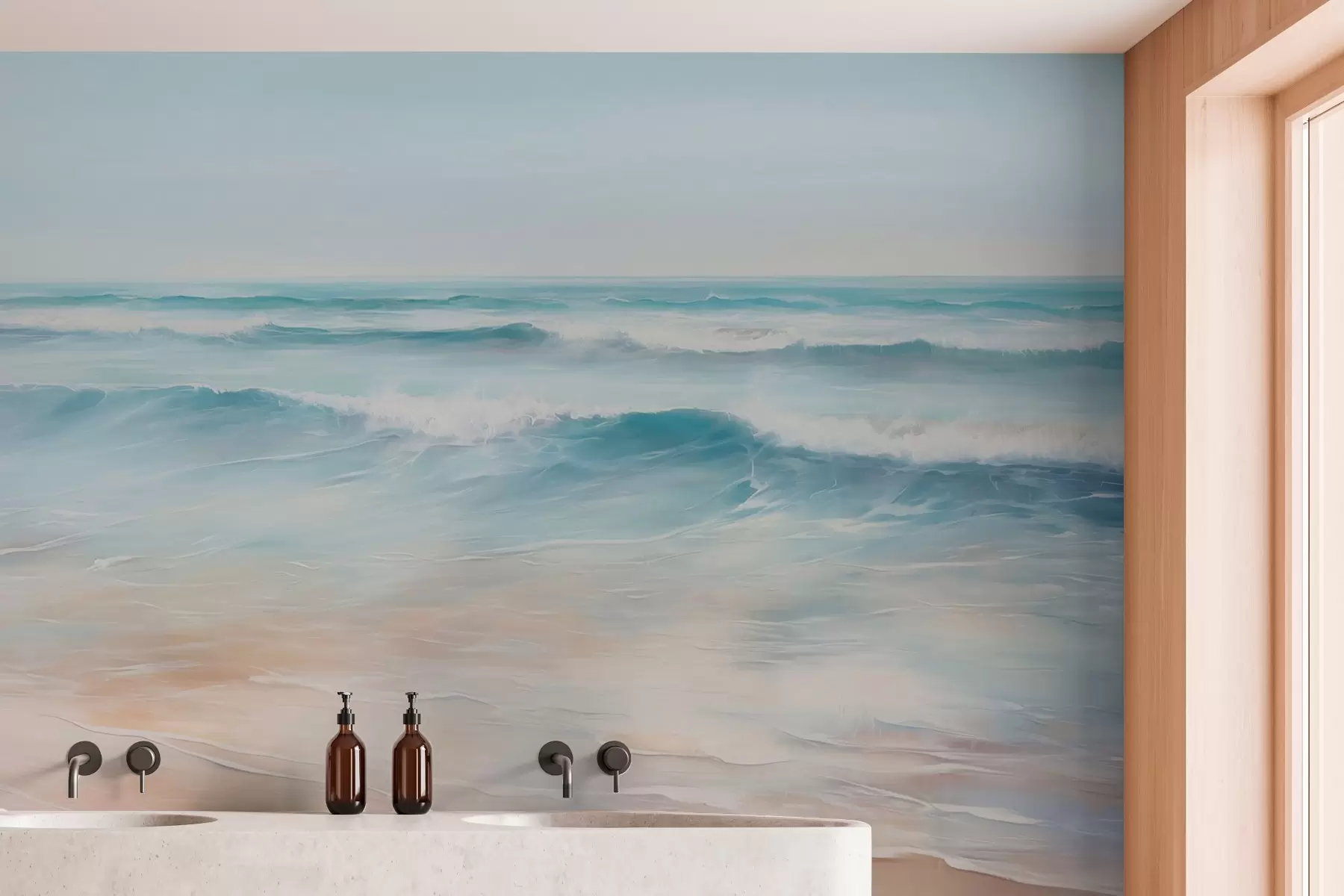 Fotobehang Zeegezicht imitatieschilderij w04103