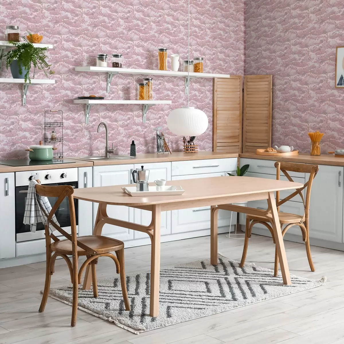 Behang Diepblauw landschap met bomen in nachttinten a00170v4