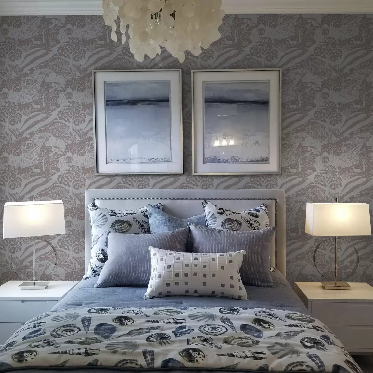 Behang Pastel sprookjesillustratie met dieren en bomen a00172v1