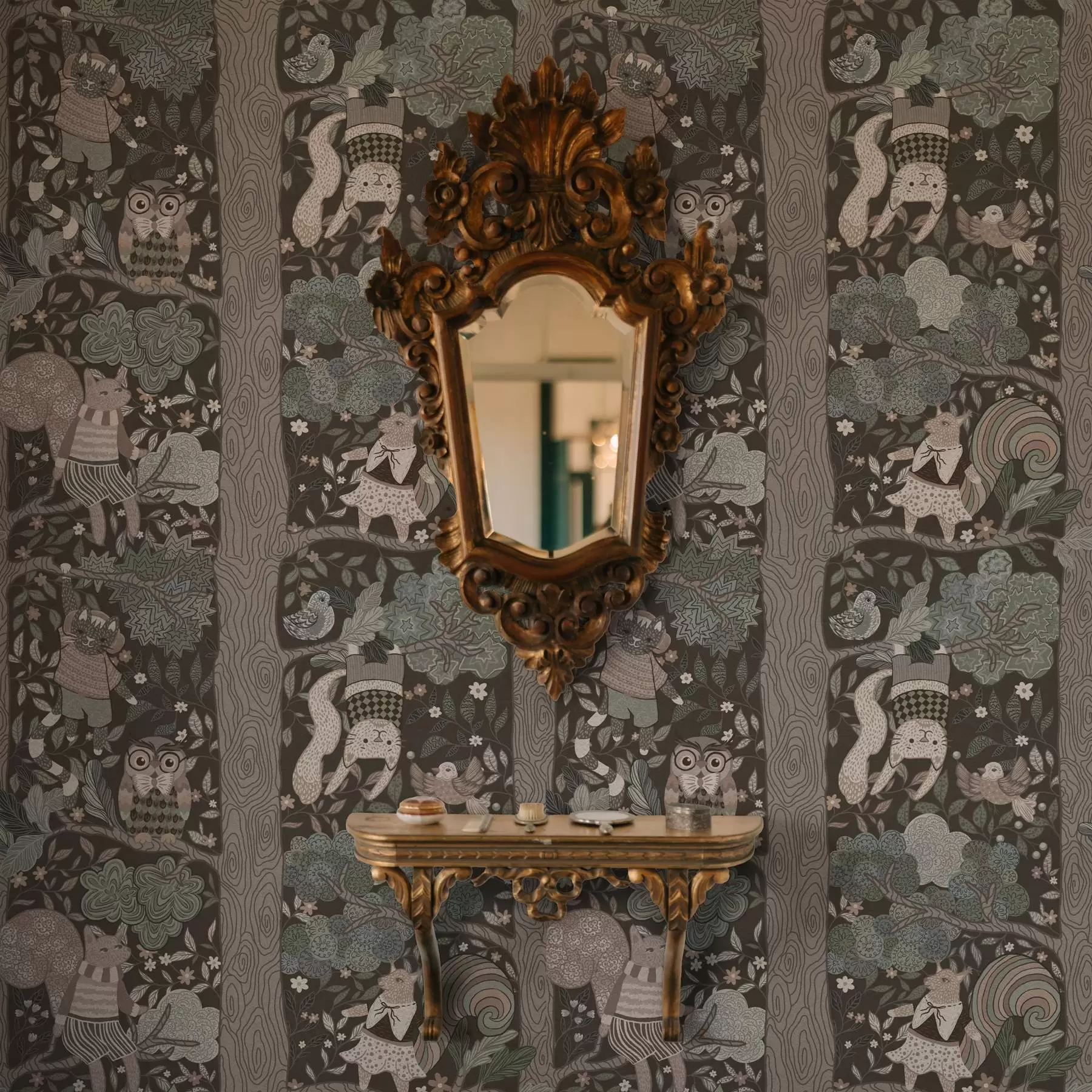 Fotobehang Handgetekende grafische tekening van de natuur in etnostijl a00173