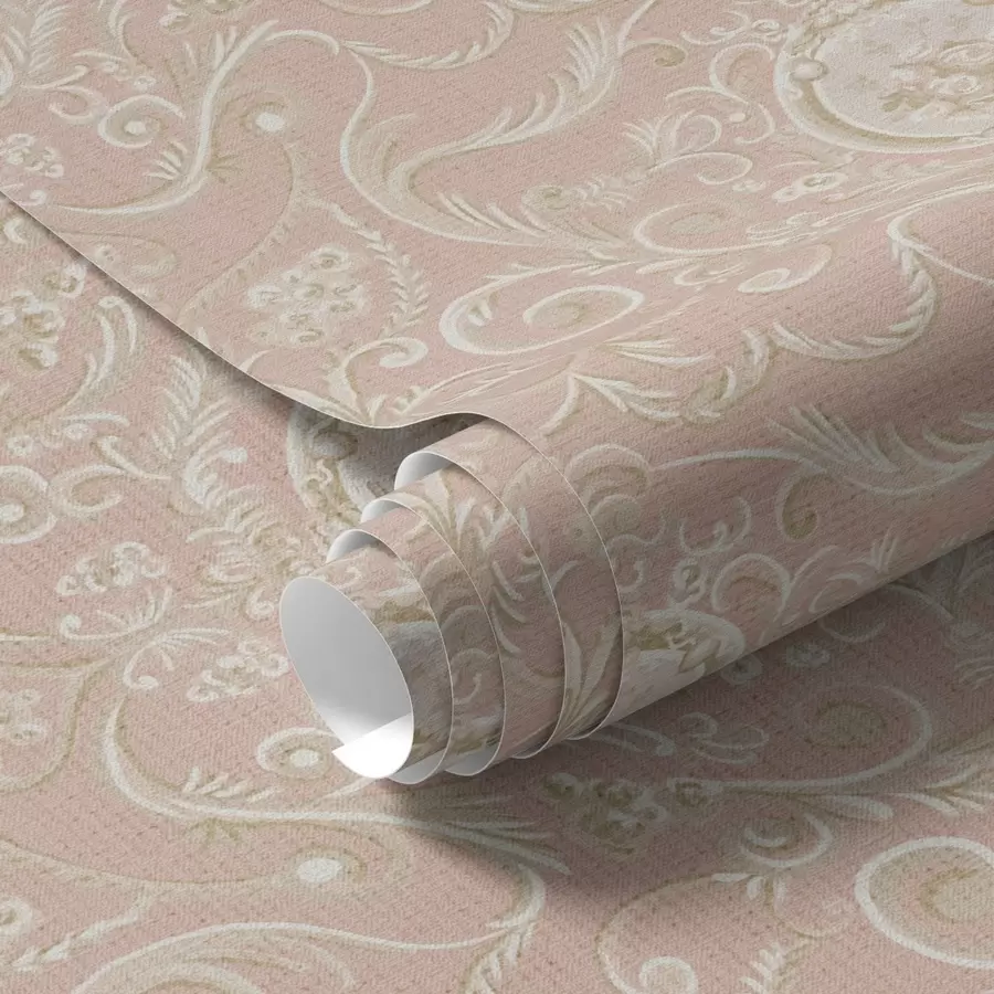 Fotobehang Roze klassiek patroon met medaillons en bloemen a00185