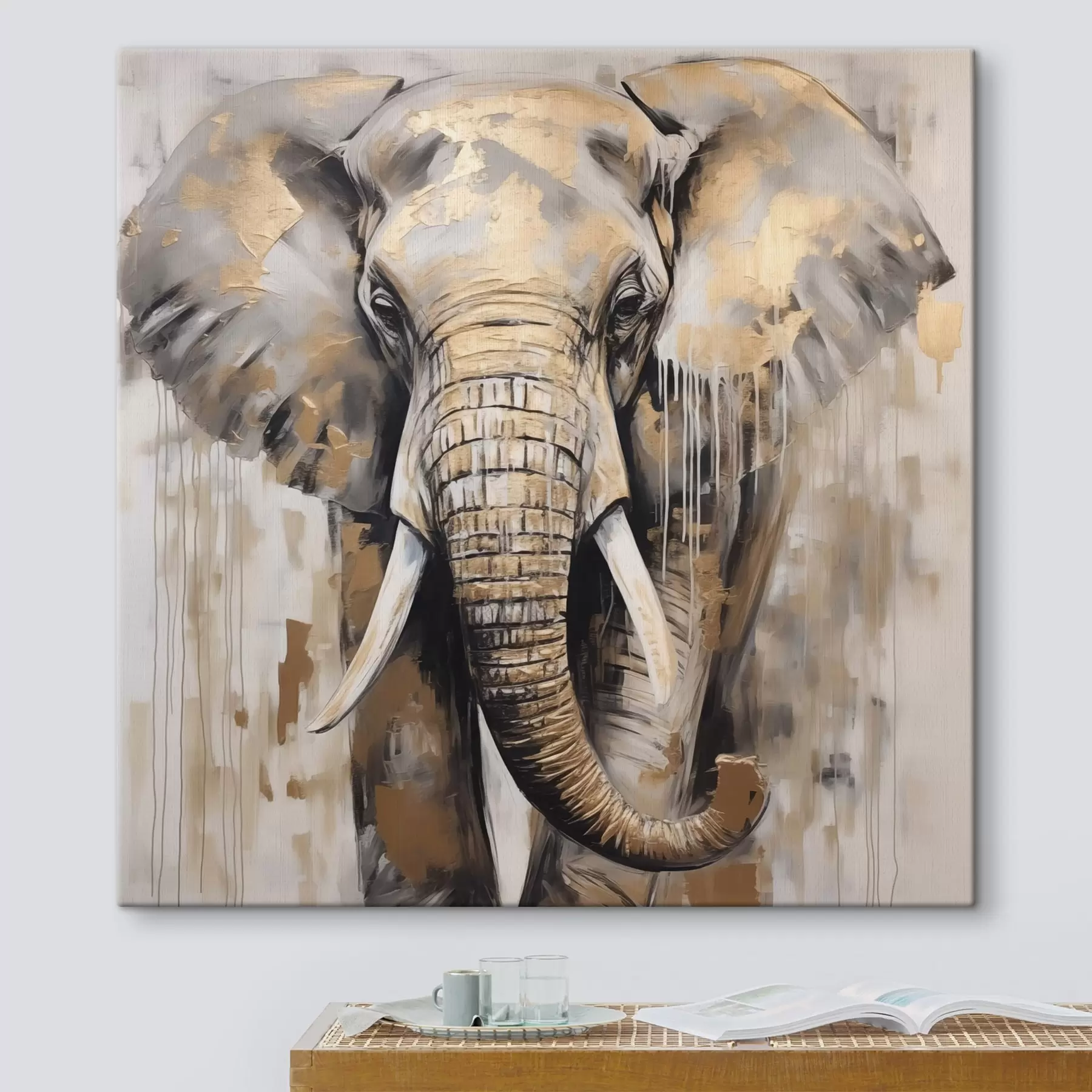 Fotobehang Olifant imitatieschilderij s44700