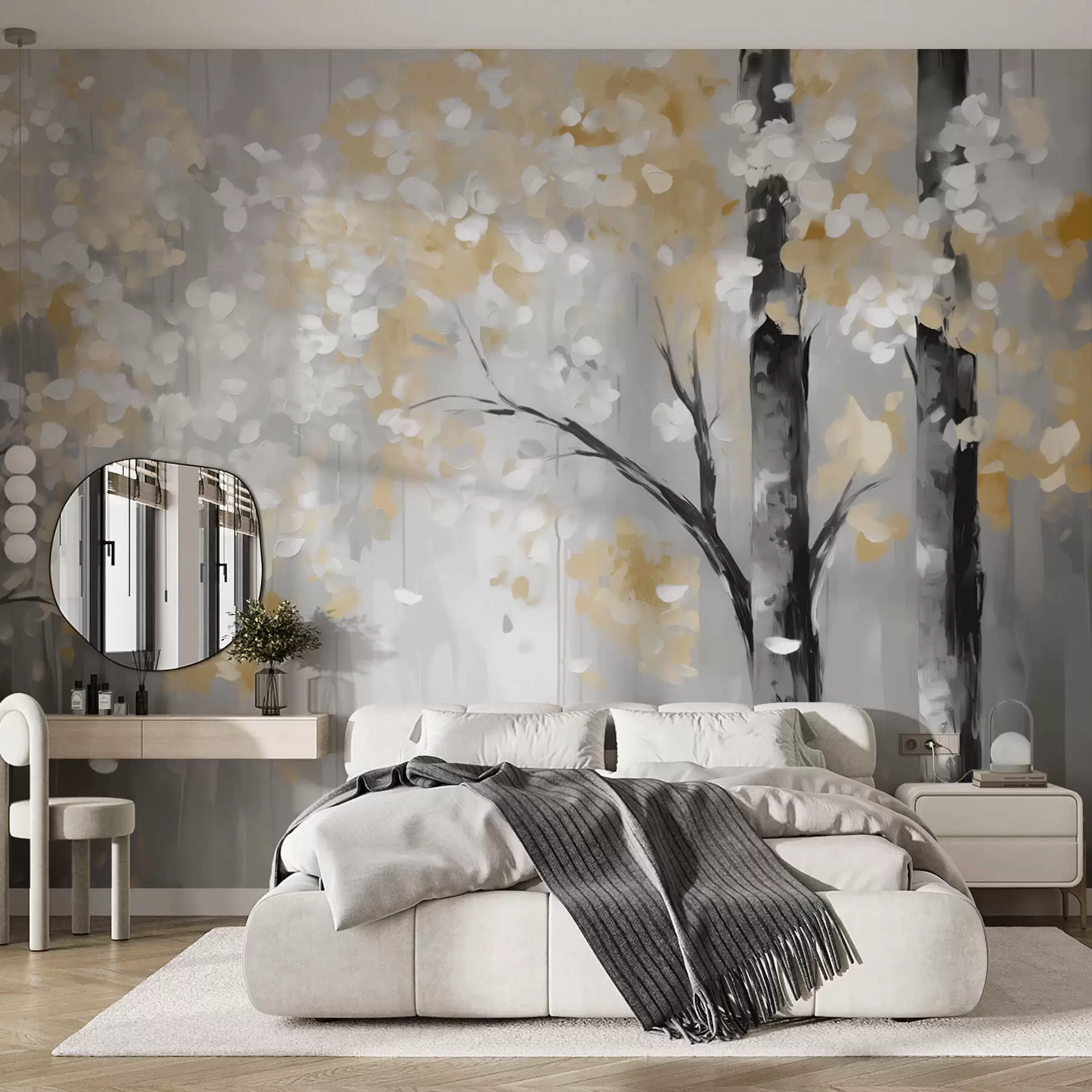 Fotobehang Abstracte bomen met imitatiestrepen w04017