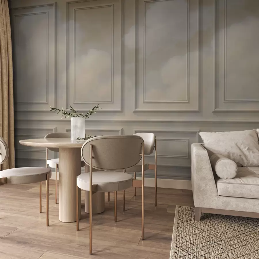 Fotobehang Gietvormimitatie met luchtige wolken w04110v1