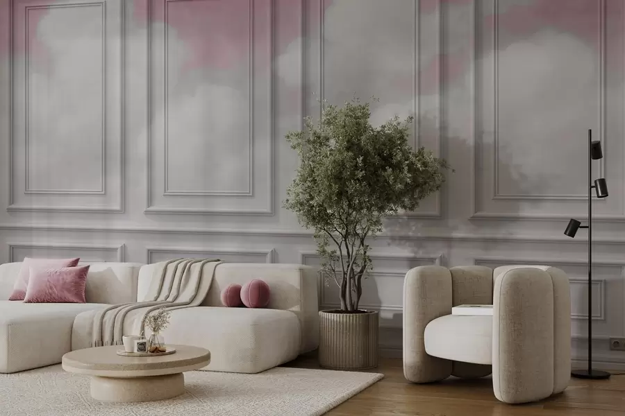 Fotobehang Gietvormimitatie met luchtige wolken w04110v2