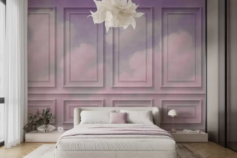 Fotobehang Gietvormimitatie met luchtige wolken w04110v3