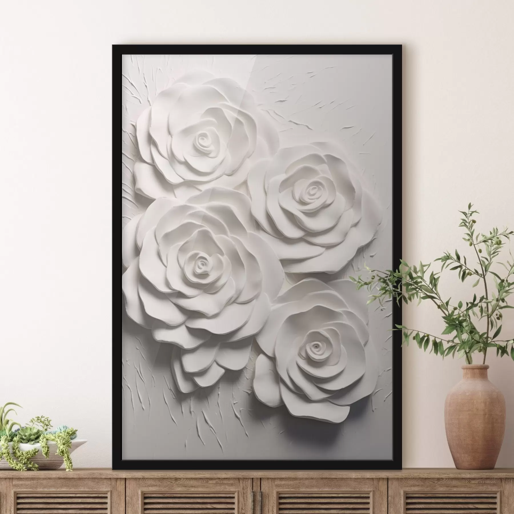  Schilderijen witte rozen f44738