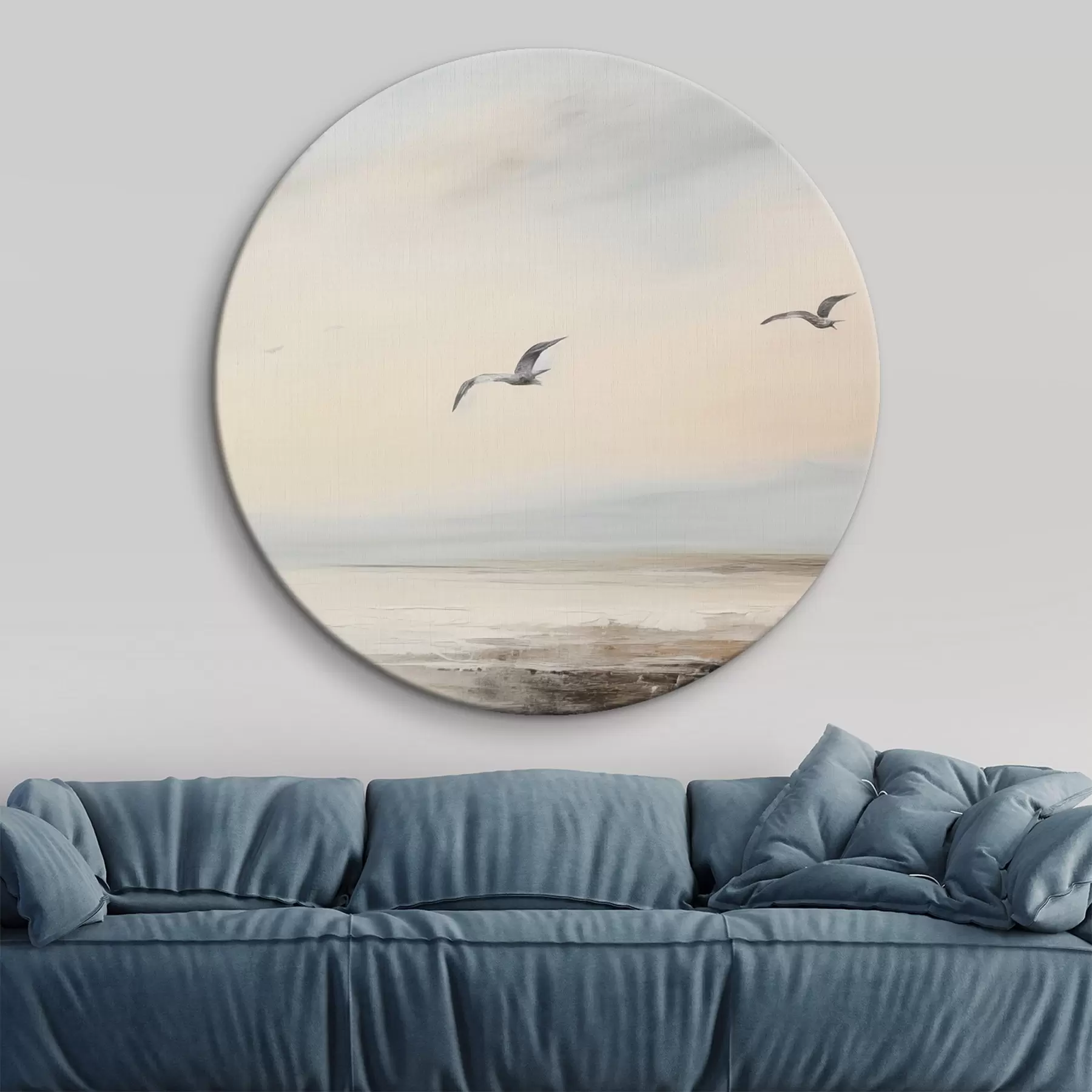  Schilderijen Pastel landschap met vliegende meeuwen r44763