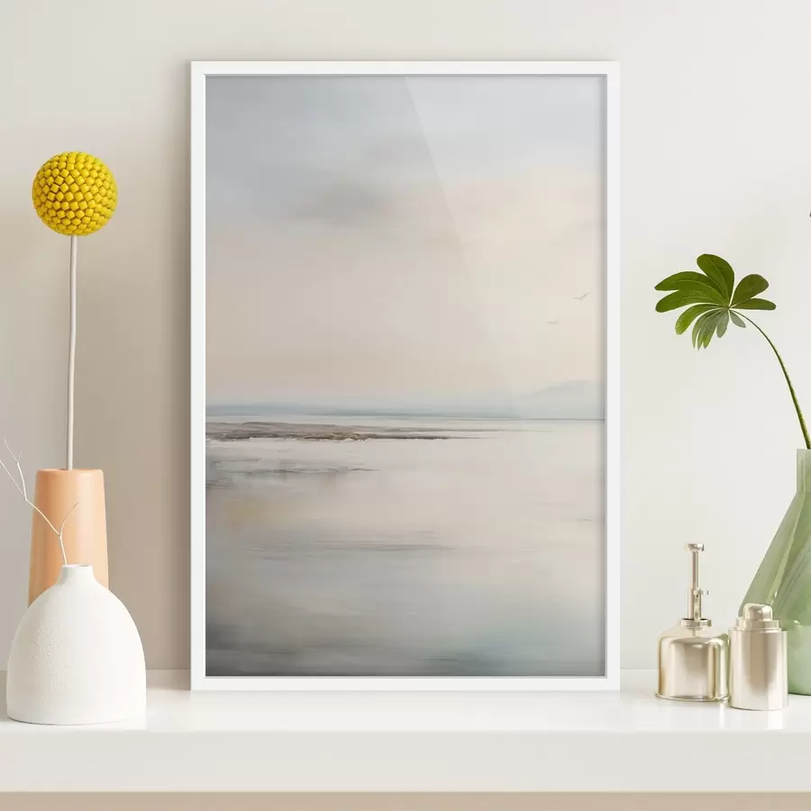 Fotobehang Pastelkleurige zee met horizon f44746
