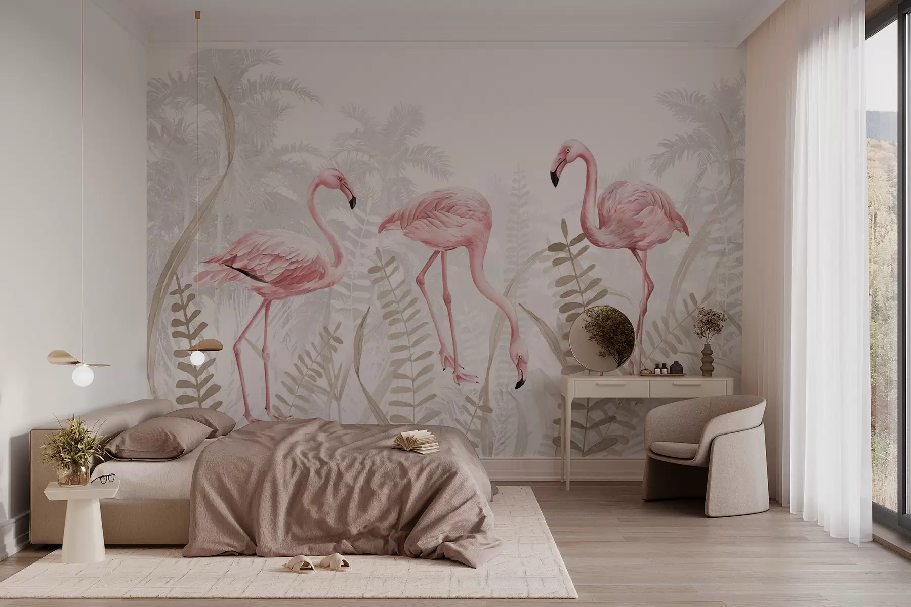 Fotobehang Flamingo w04122