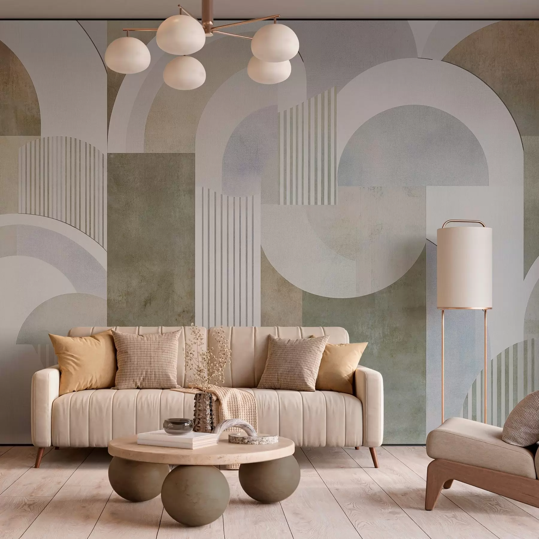 Fotobehang Abstracte geometrie in art-decostijl met retro-effect w04079