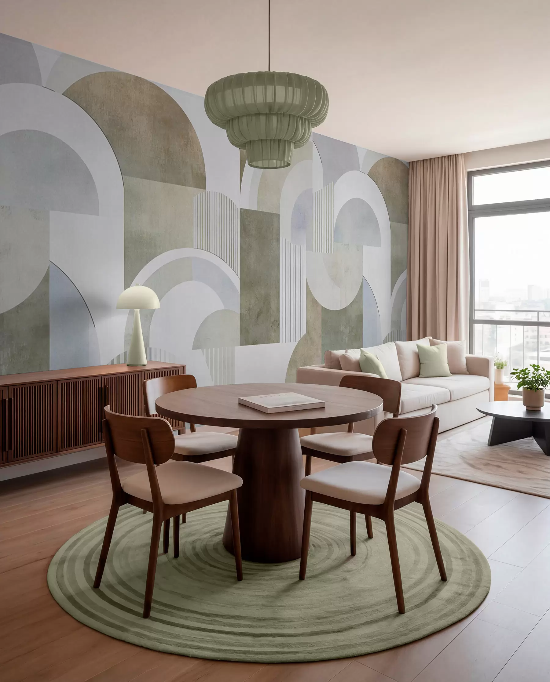 Fotobehang Abstracte geometrie in art-decostijl met retro-effect w04079