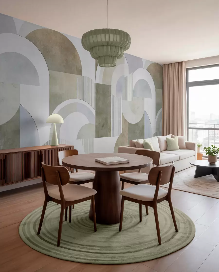 Fotobehang Abstracte geometrie in art-decostijl met retro-effect w04079