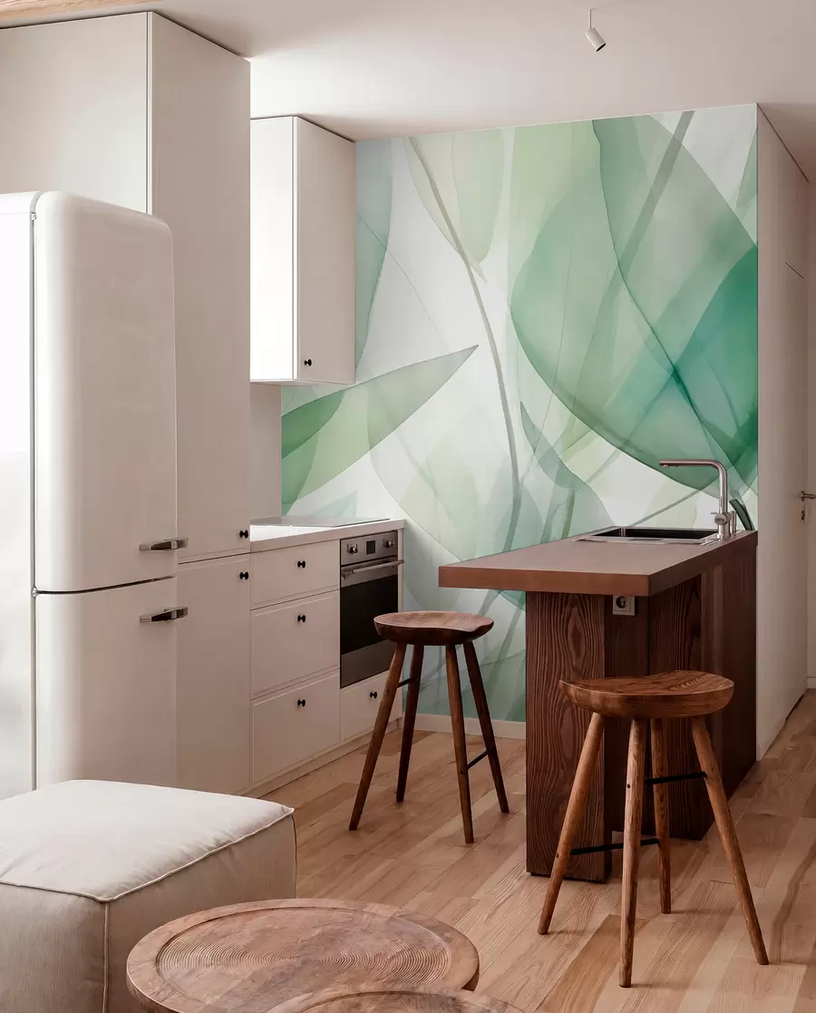 Fotobehang Transparante nerven van bladeren w04145