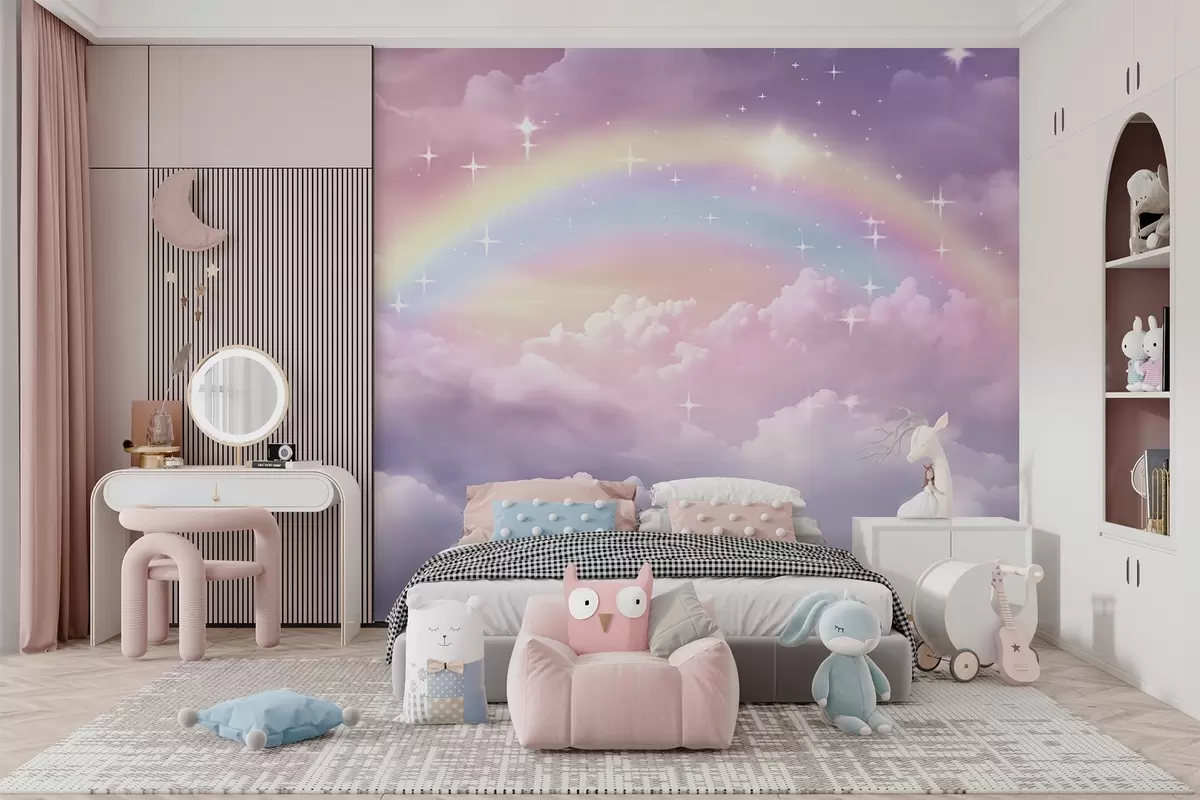 Fotobehang Regenboog in de wolken w04146