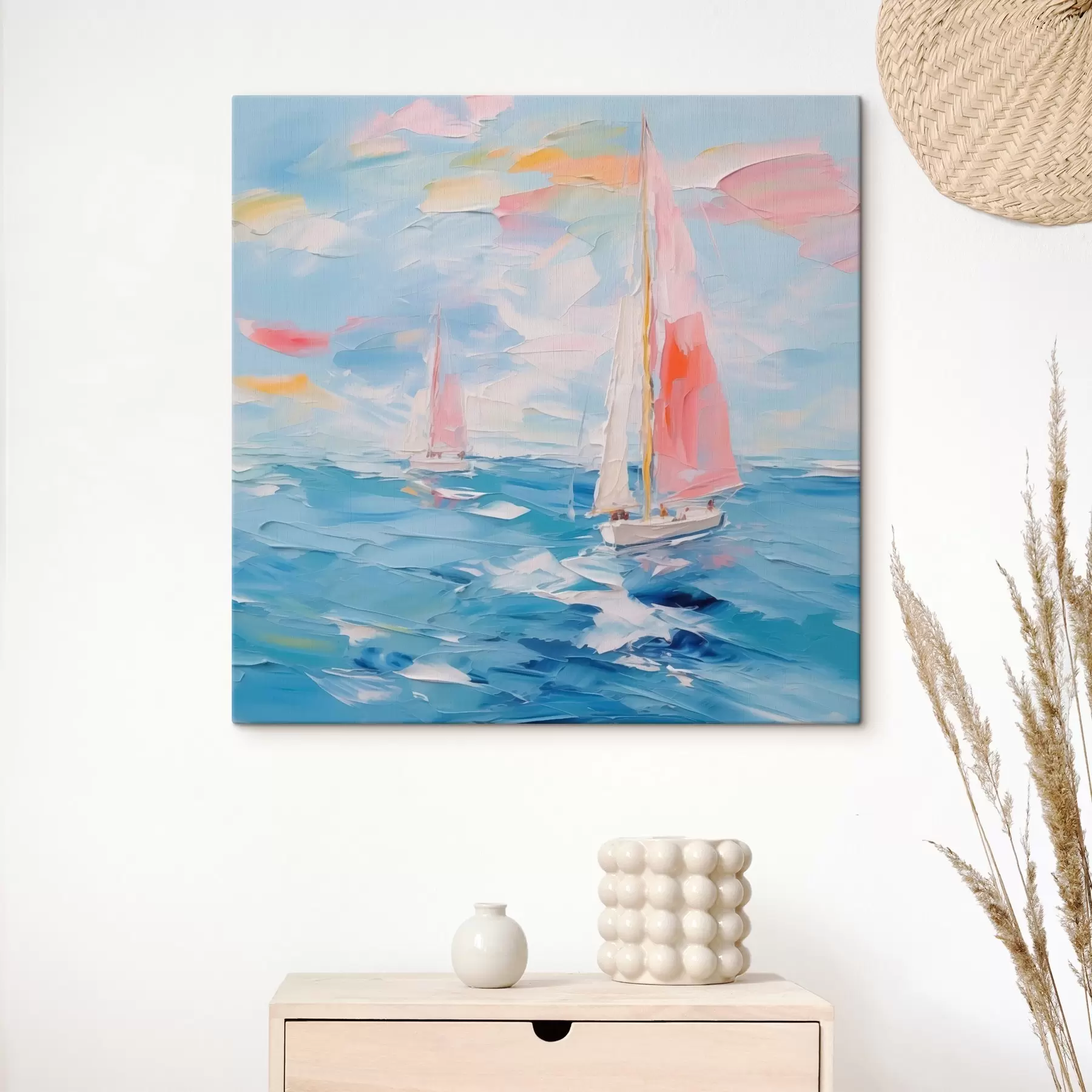 Fotobehang Zeilboten in de zee imitatieschilderij s44780