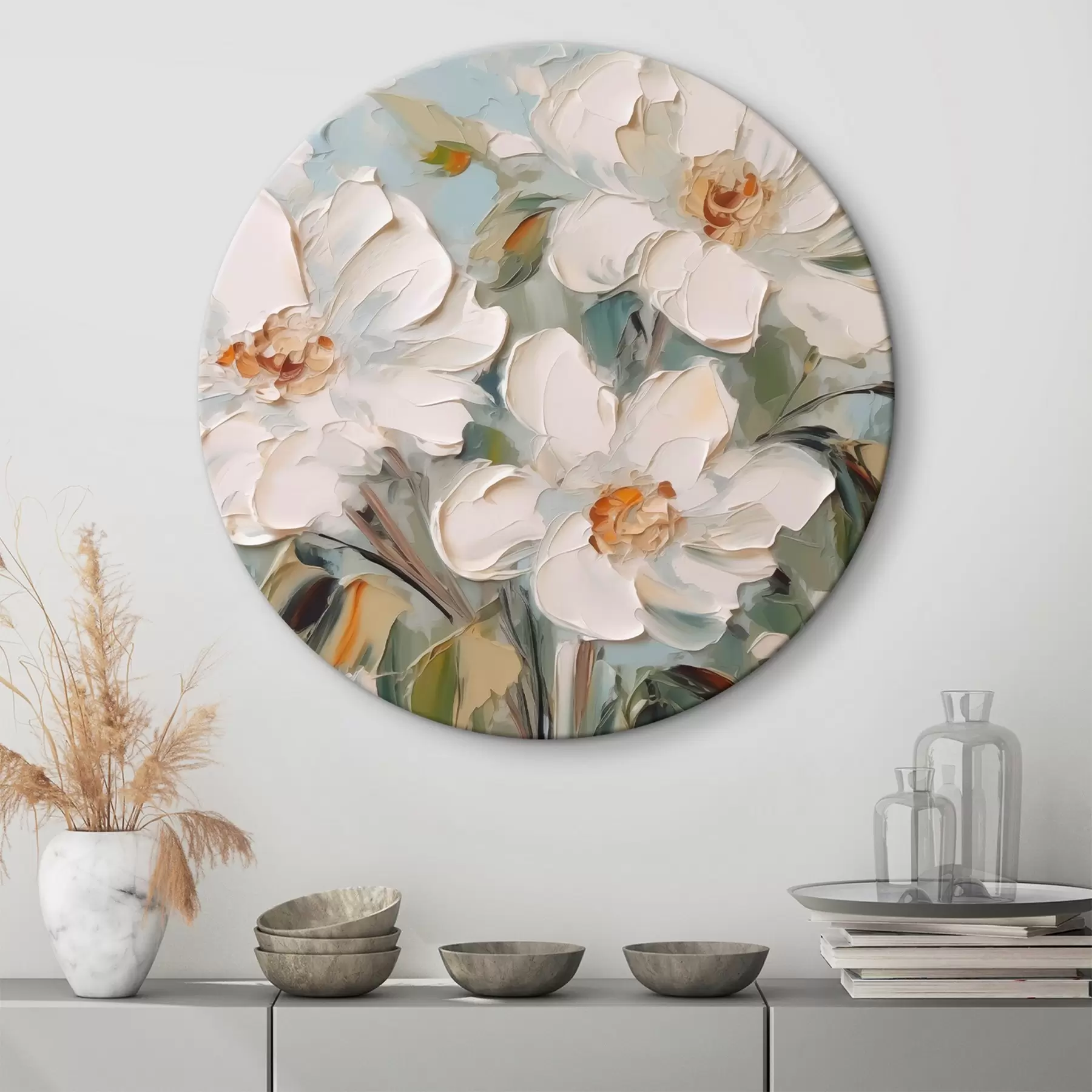 Schilderijen Witte bloemen imitatieschilderij r44775