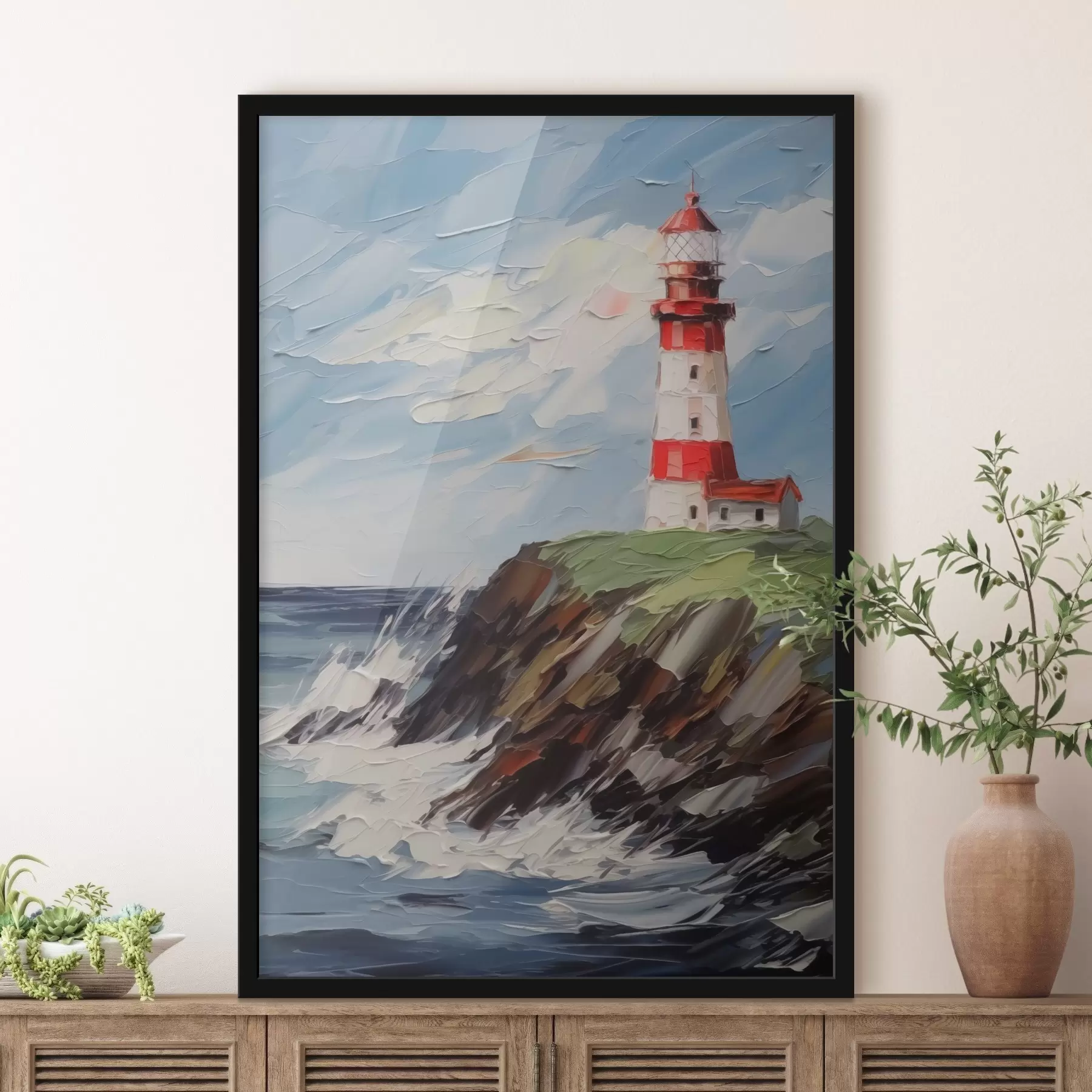 Fotobehang Vuurtoren imitatieschilderij f44782