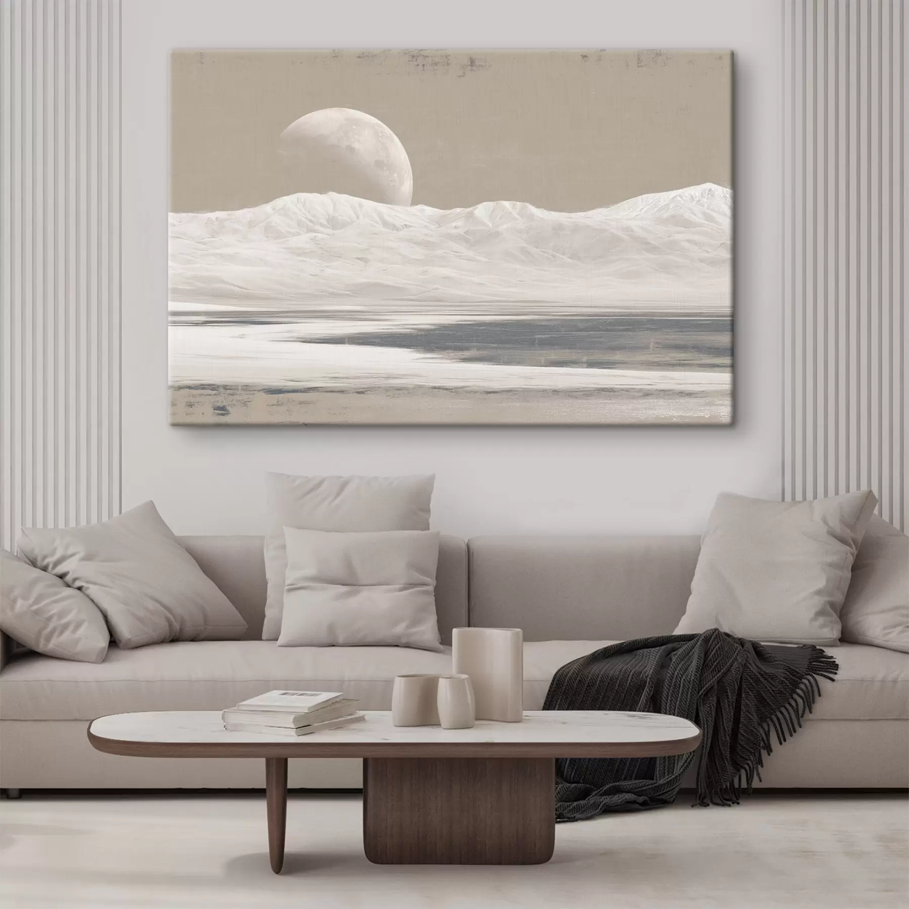Fotobehang Woestijnlandschap met maan aan de horizon  s44787