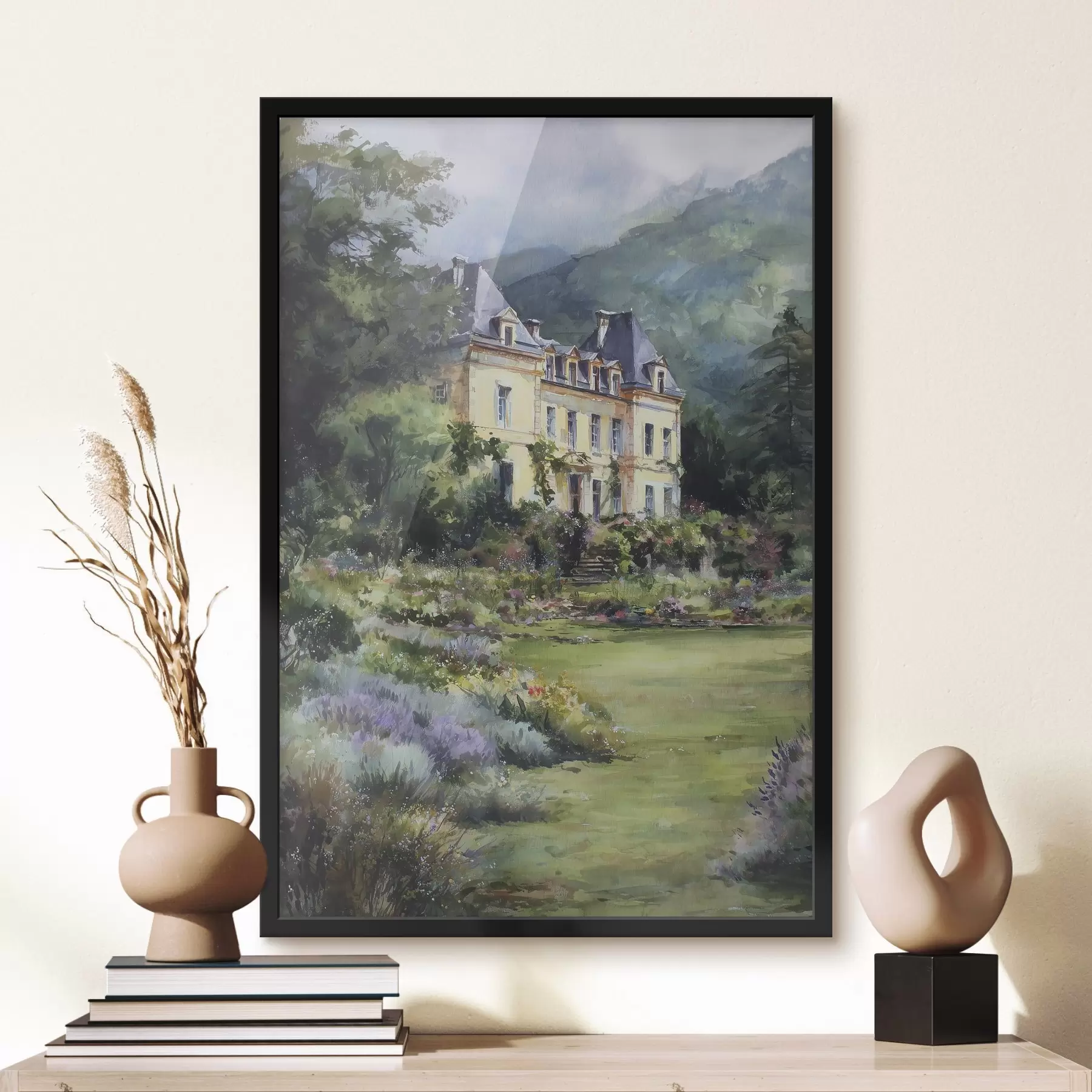 Fotobehang Frans kasteel omringd door een tuin met lavendel f44797
