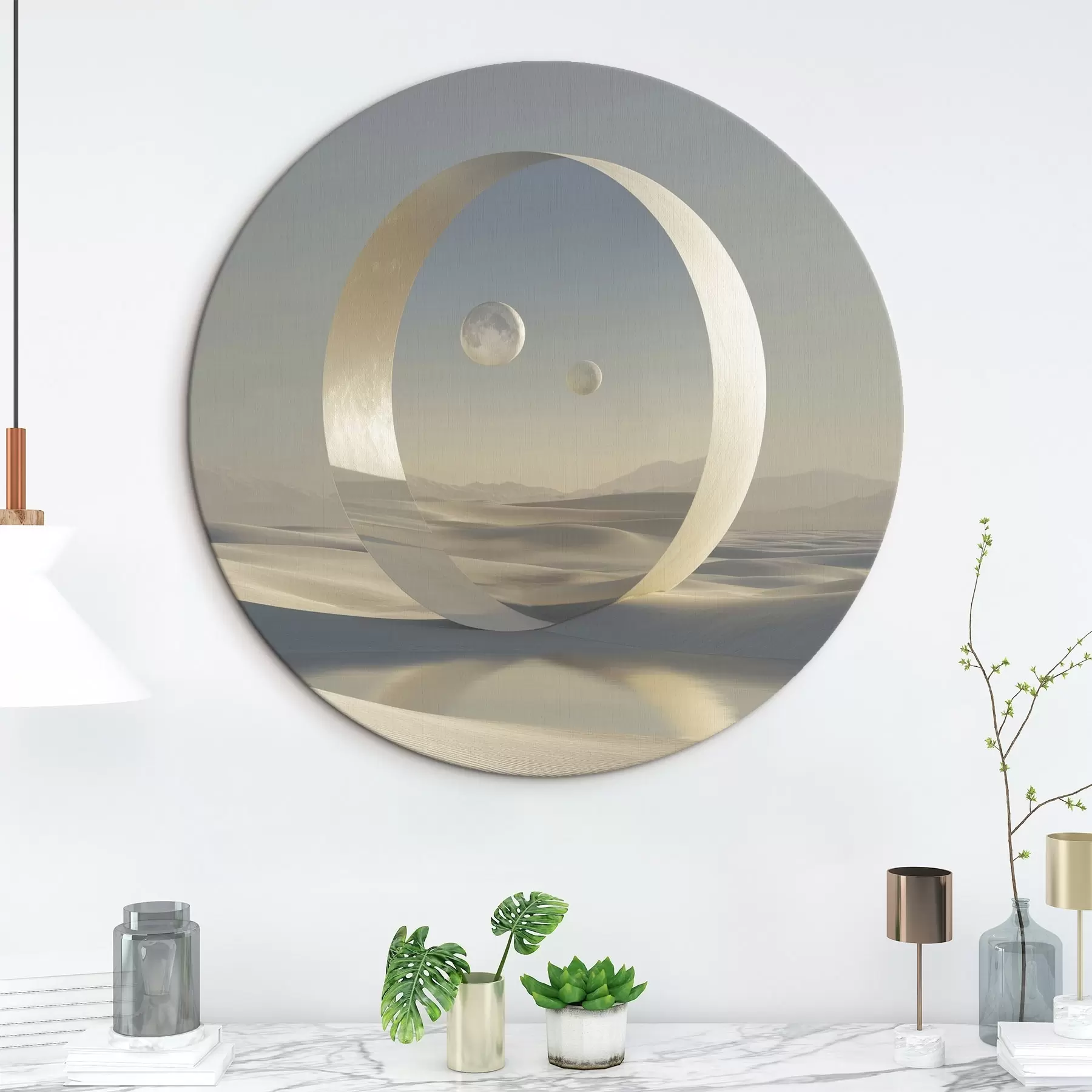  Schilderijen Futuristisch landschap met duinen en planeten r44791