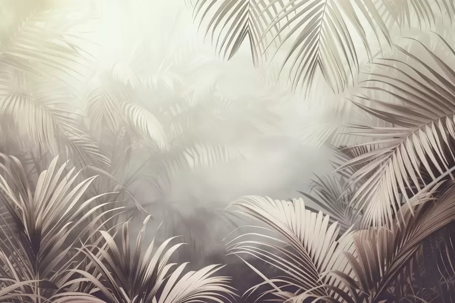 Fotobehang tropisch oerwoud met een neutrale tint w04142v1