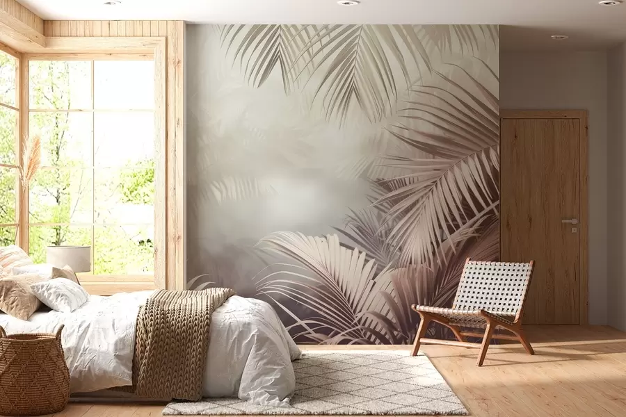 Fotobehang tropisch oerwoud met een neutrale tint w04142v1