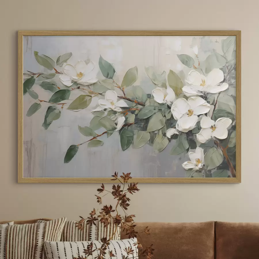 Fotobehang Magnolia in zachtgroen f44853