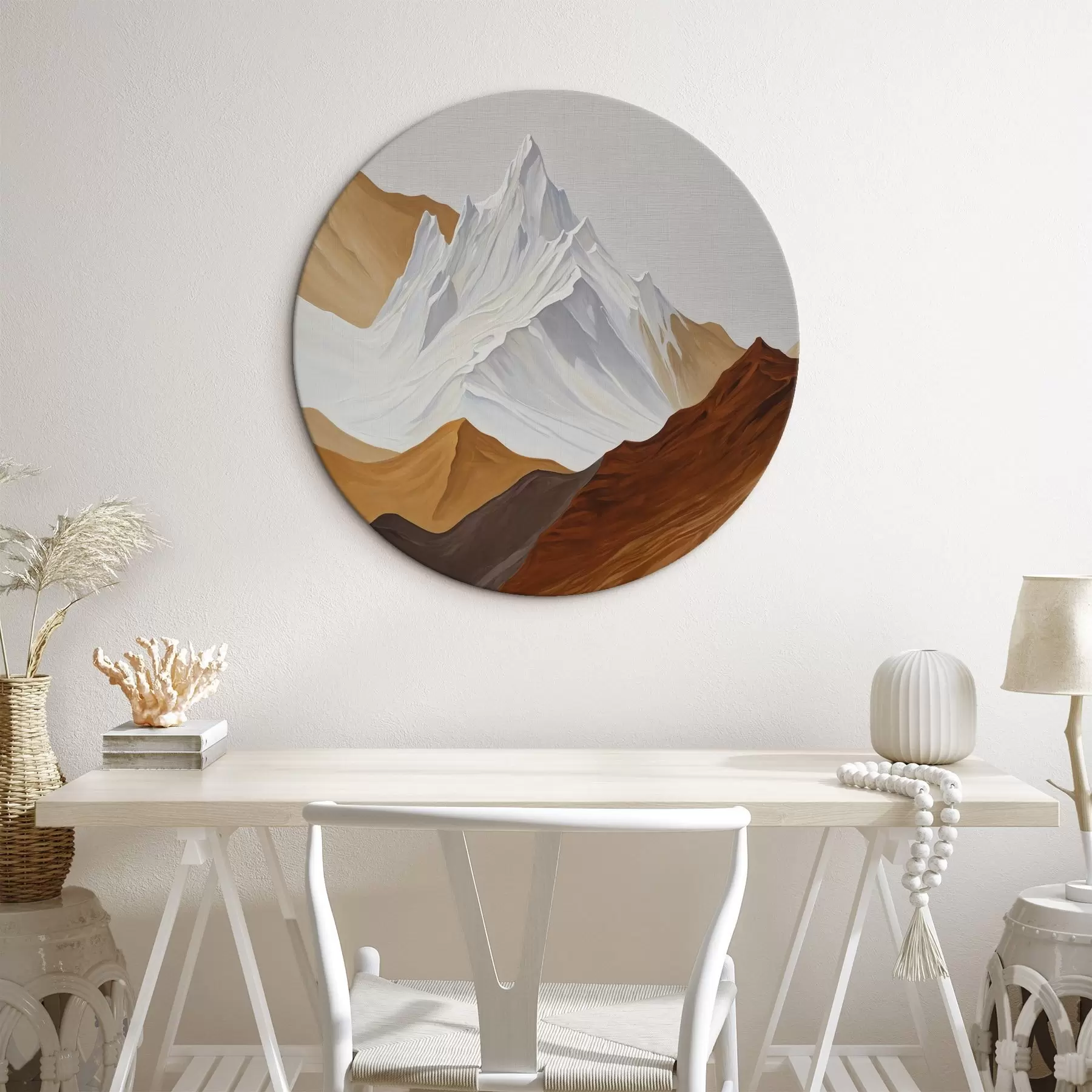  Schilderijen Geometrisch berglandschap in bruin- en wittinten r44896