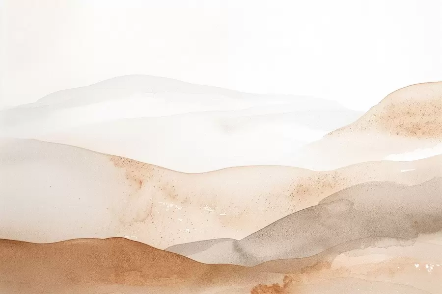 Fotobehang Bergen met aquarel heuvel effect in warme tinten w09223v1