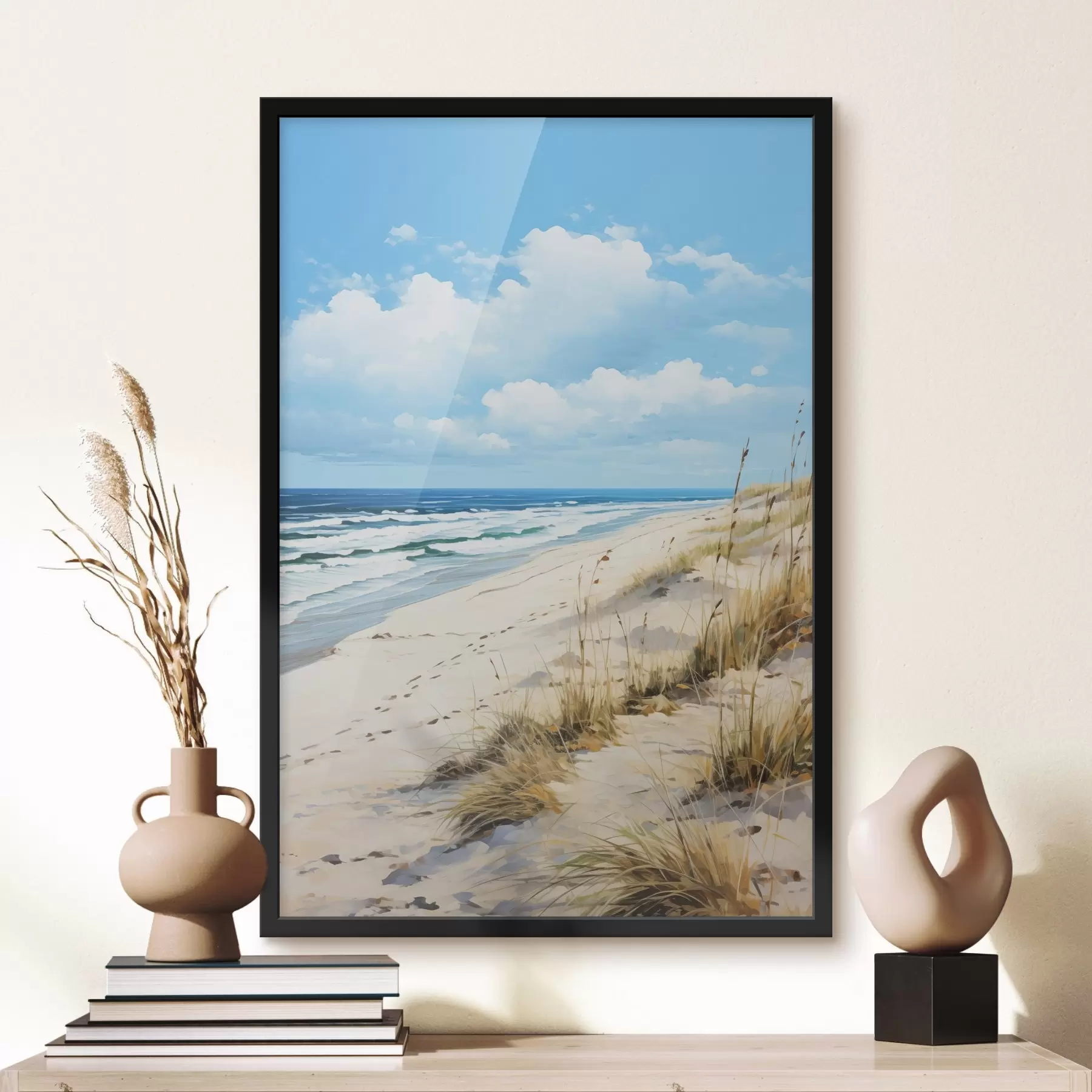 Schilderijen Gras aan de kust onder een blauwe hemel f44917