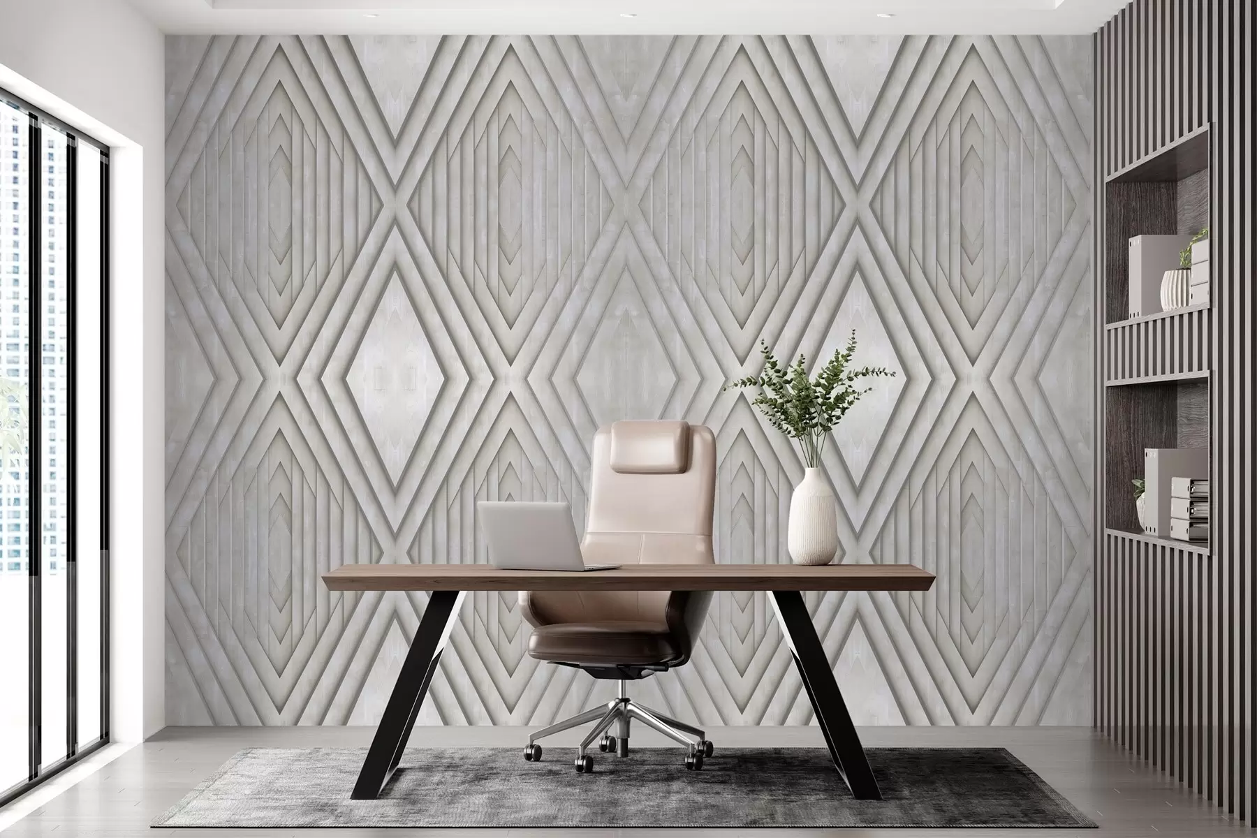 Fotobehang imitatie van houten panelen in beige kleuren w04168