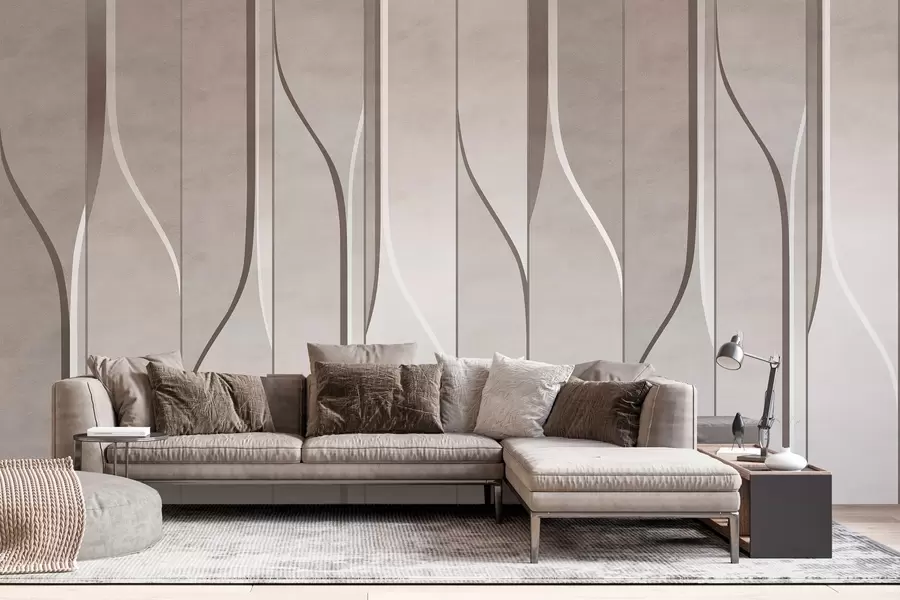 Fotobehang imitatie van wandpanelen in beige tinten w04169