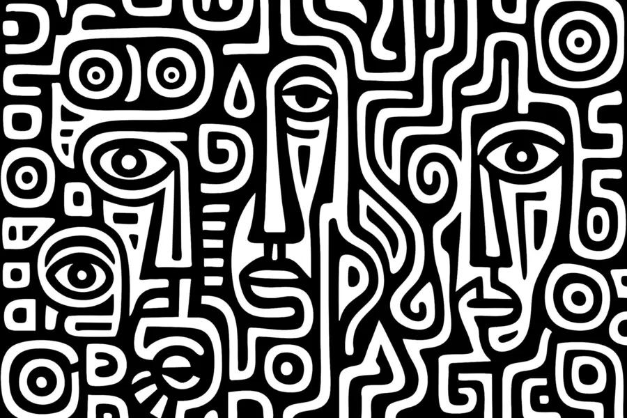 Fotobehang Gestileerde gezichtsdetails w04186