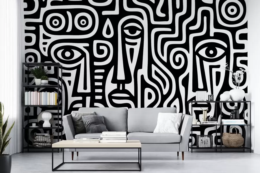 Fotobehang Gestileerde gezichtsdetails w04186