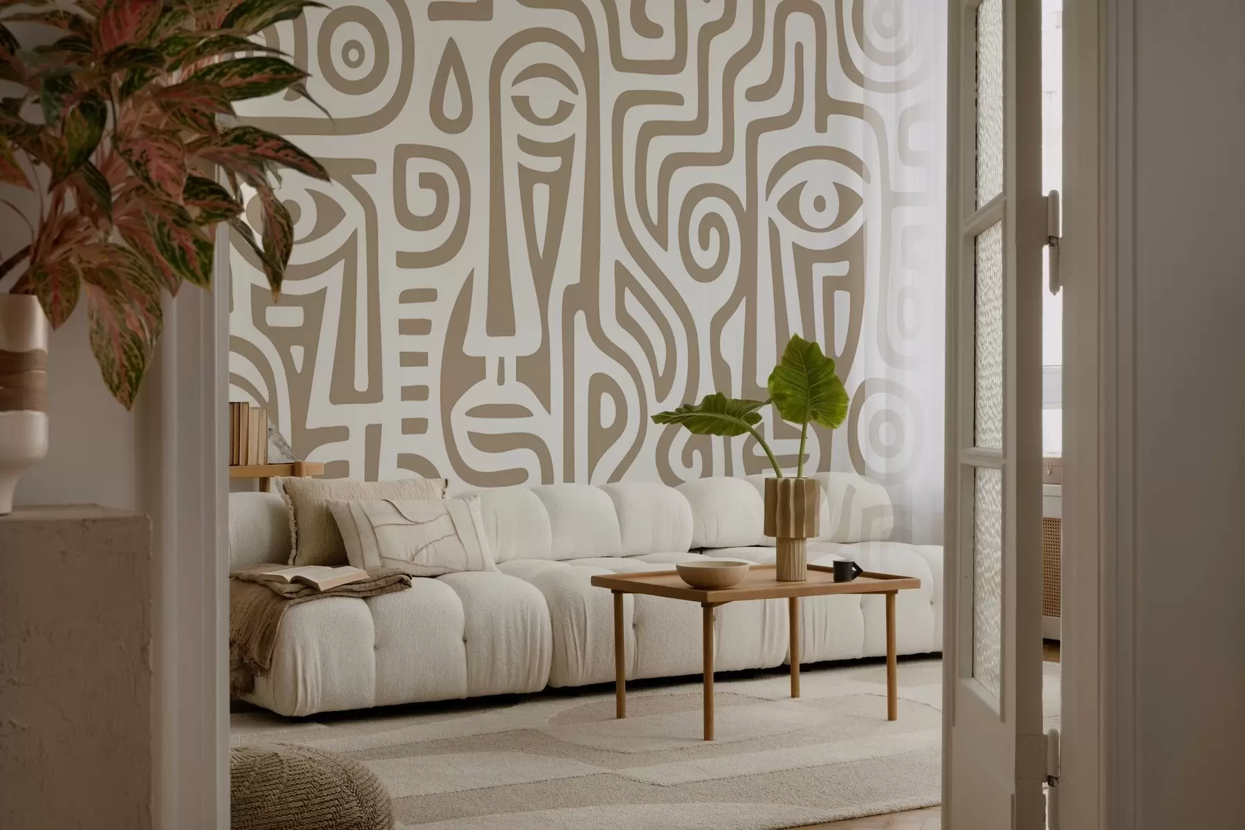 Fotobehang Gestileerde gezichtsdetails w04186v2