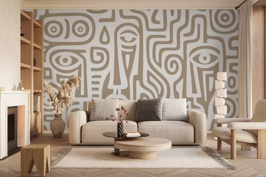 Fotobehang Gestileerde gezichtsdetails w04186v2