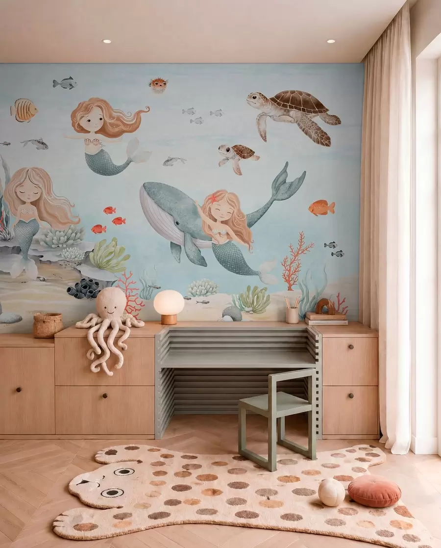 Fotobehang Zeemeerminnen in de aqua zee w04166