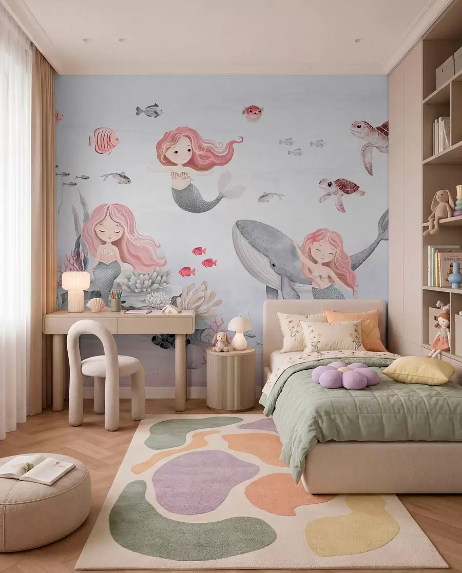 Fotobehang Zeemeerminnen van de roze zee w04166v1