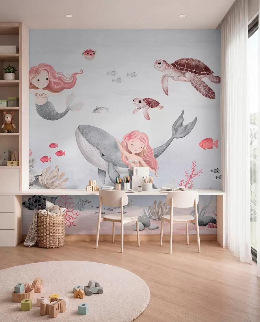 Fotobehang Zeemeerminnen van de roze zee w04166v1