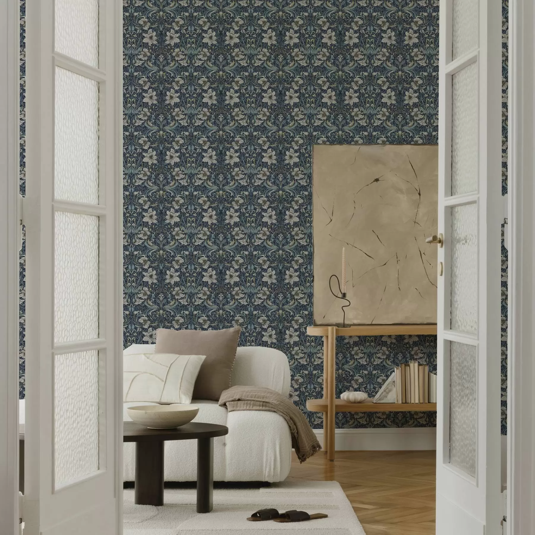 Fotobehang Klassiek bloemenornament in de stijl van William Morris a00232