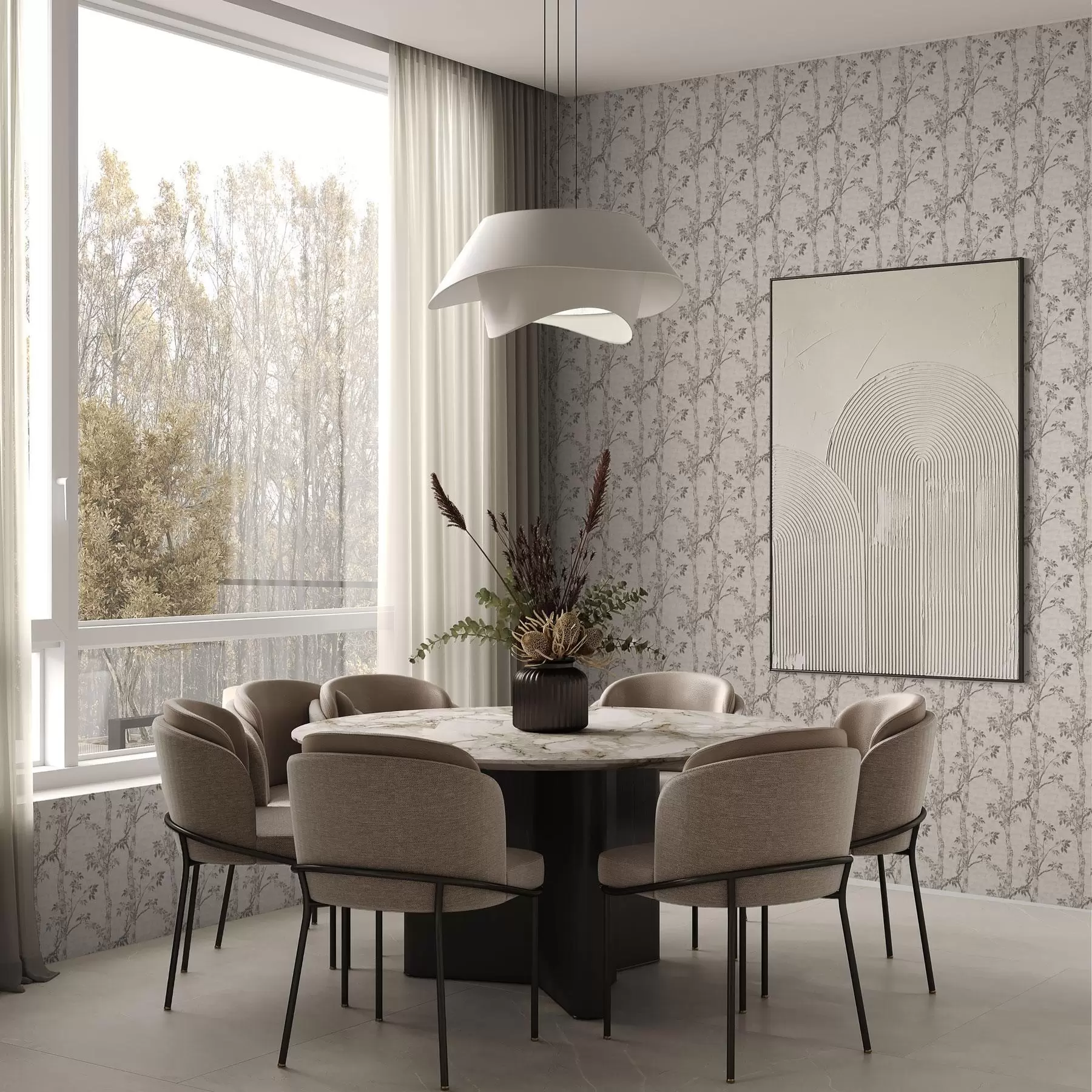 Fotobehang Berkentakken met bladeren, gestructureerde achtergrond a00257v1
