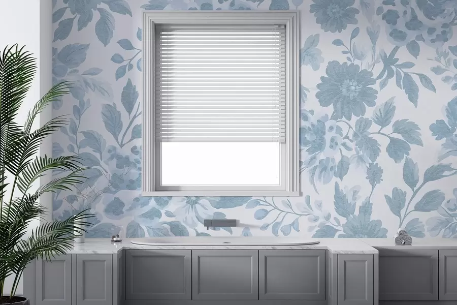 Fotobehang Boho stijl bloemen met luipaardprint, blauwe kleur w04114v1